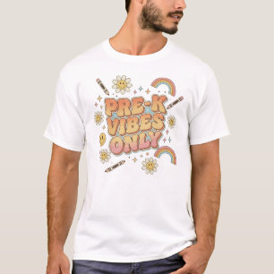 Alleen Pre-K Vibes – Groovy Retro Leraar & Student T-shirt