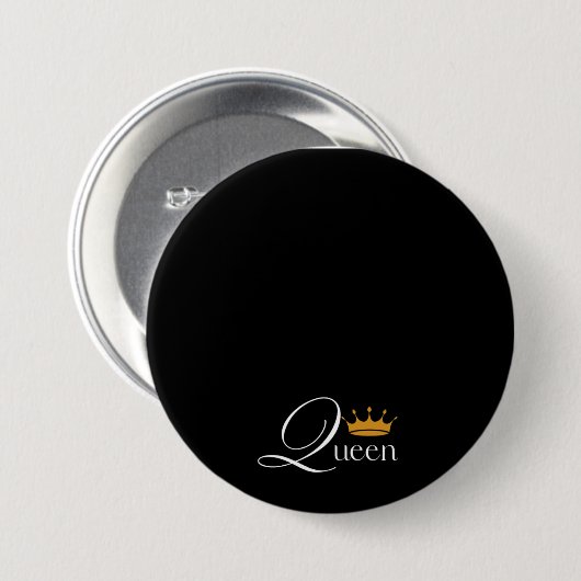 Alleen Queen Vibes: zwarte Button met 'Queen' (Voorkant /achterkant)