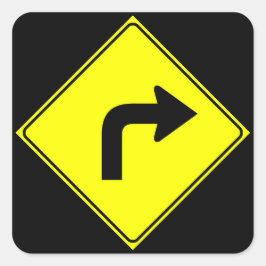 Alleen rechtsaf slaan vierkante sticker