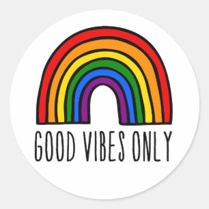 Alleen regenbooggoede vibes ronde sticker