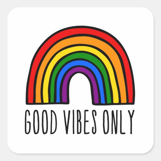 Alleen regenbooggoede vibes vierkante sticker (Voorkant)