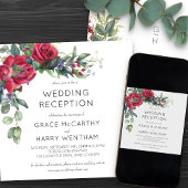 Alleen rode roze en eucalyptus bruiloft kaart