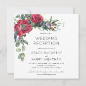 Alleen rode roze en eucalyptus bruiloft kaart (Voorkant)