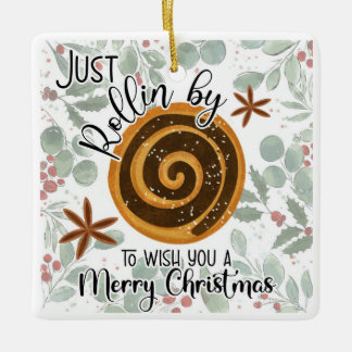 Alleen Rollin door u een vrolijke kerstnoot toe te Keramisch Ornament
