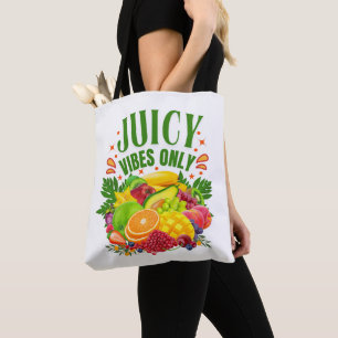 Alleen sappige vibraties: vers fruit en een gezond tote bag