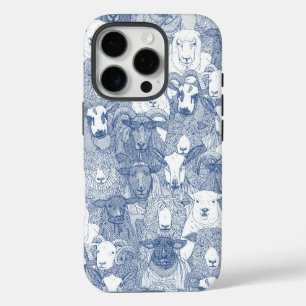 alleen schapen klassiek blauw wit iPhone 16 pro hoesje