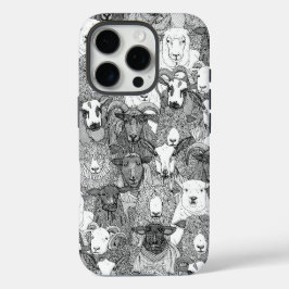alleen schapen zwart wit iPhone 16 pro hoesje