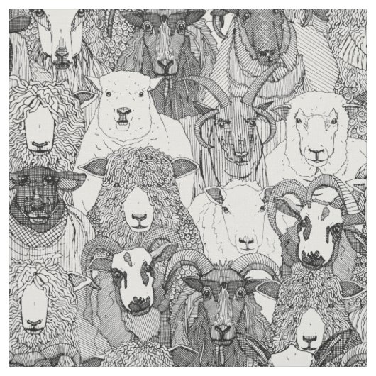 alleen schapen zwart wit stof (Swatch)