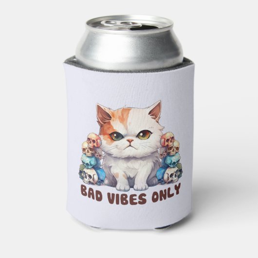 Alleen slechte vibes - Fierce Cat & Skulls Gothic  Blikjeskoeler (Blikje Achterkant)
