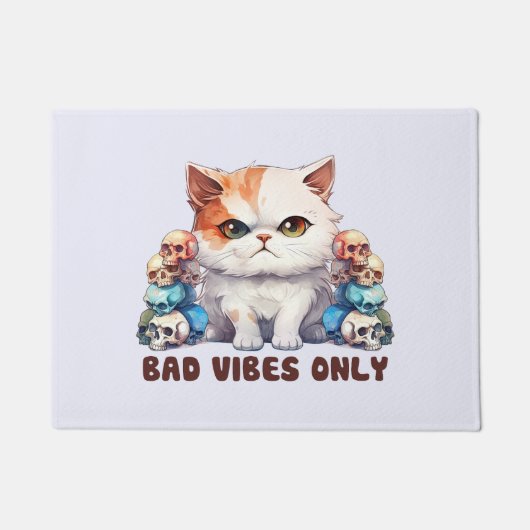 Alleen slechte vibes - Fierce Cat & Skulls Gothic Deurmat (Voorkant)