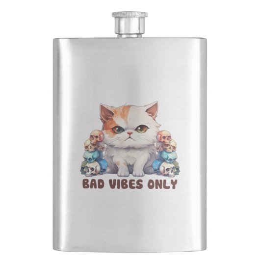 Alleen slechte vibes - Fierce Cat & Skulls Gothic  Flacon (Voorkant)