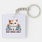 Alleen slechte vibes - Fierce Cat & Skulls Gothic Sleutelhanger (Achterkant)