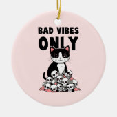 Alleen slechte vibes - Kat & schedels Keramisch Ornament (Voorkant)