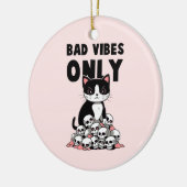 Alleen slechte vibes - Kat & schedels Keramisch Ornament (Links)
