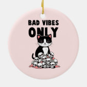 Alleen slechte vibes - Kat & schedels Keramisch Ornament (Achterkant)