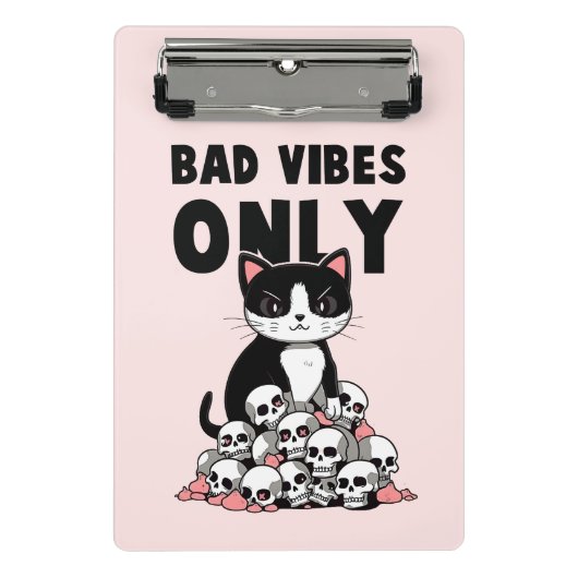 Alleen slechte vibes - Kat & schedels Mini Klembord (Voorkant)