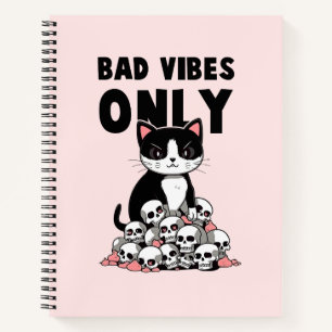 Alleen slechte vibes - Kat & schedels Notitieboek