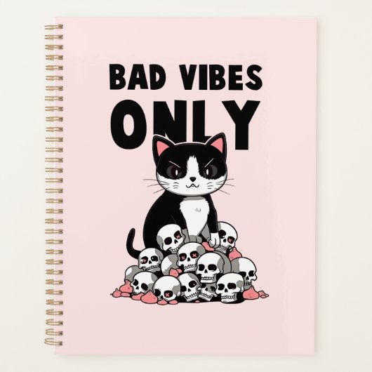 Alleen slechte vibes - Kat & schedels Planner (Voorkant)