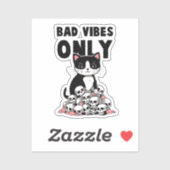 Alleen slechte vibes - Kat & schedels Sticker (Vel)
