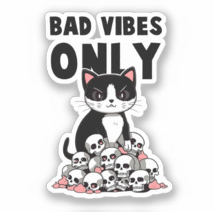 Alleen slechte vibes - Kat & schedels Sticker