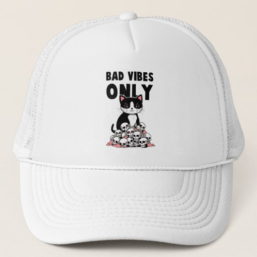 Alleen slechte vibes - Kat & schedels Trucker Pet (Voorkant)