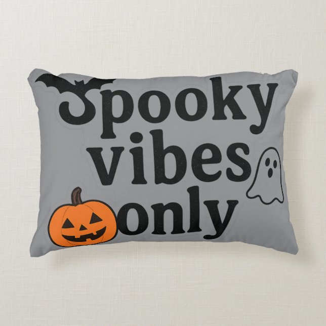 Alleen Spooky Vibes 🎃 | Halloween Sticker Design Accent Kussen (Voorkant)
