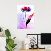 Alleen staan en mooi | Ombre Violet Flower Poster (Thuiskantoor)