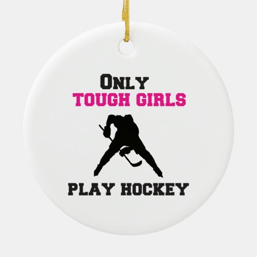 Alleen stoere meisjes spelen hockey keramisch ornament (Achterkant)