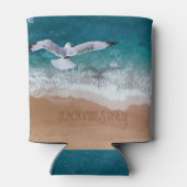 Alleen strandvibes (of aangepaste tekst) blikjeskoeler (Achterkant)