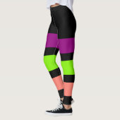 ALLEEN STRIPEN - paars, lentegroen, zalm Leggings (Links)