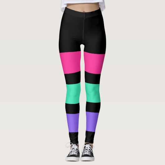 ALLEEN STRIPEN - roze, munt, licht lila Leggings (Voorkant)