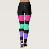 ALLEEN STRIPEN - roze, munt, licht lila Leggings (Achterkant)