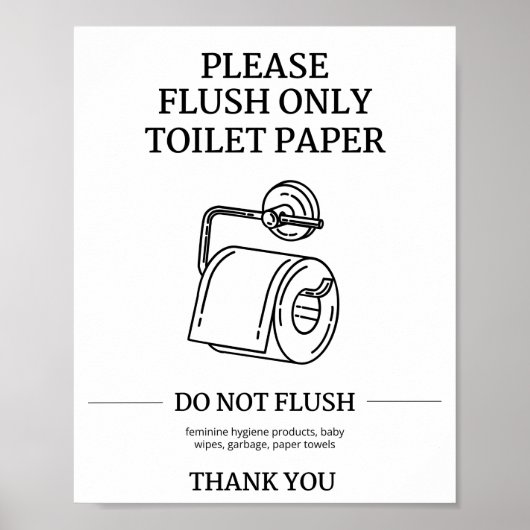 Alleen Toiletpapier Doorspoelen Instructioneel Poster (Voorkant)