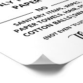 Alleen toiletpapier spoelen poster (Hoek)