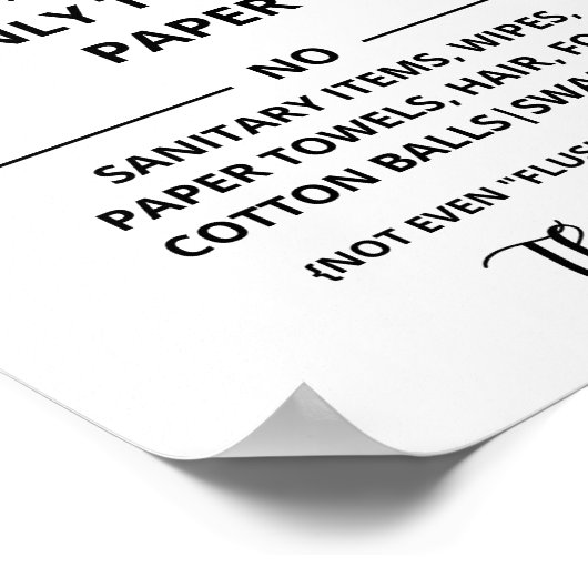 Alleen toiletpapier spoelen poster (Hoek)