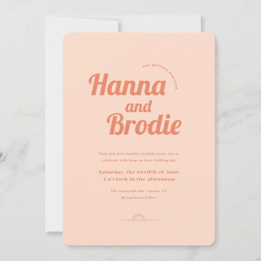 Alleen uitnodiging tot het huwelijk van Peachy (Voorkant)