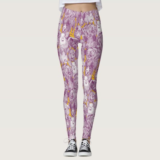 alleen varkens paars geel leggings (Voorkant)