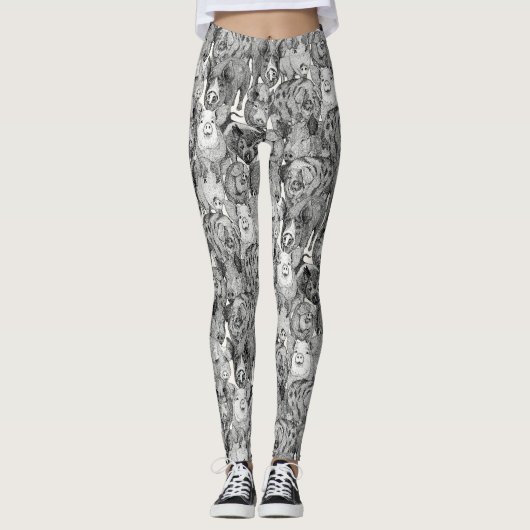 alleen varkens zwart half parel leggings (Voorkant)