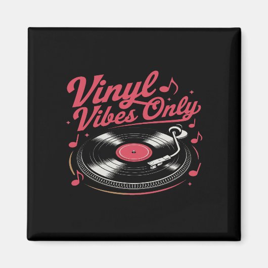 Alleen vinyl vibes - Retro Record Player Design Magneet (Voorkant)