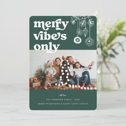 Alleen voor fury Vibes | Retro kerstfotofeestdag Feestdagenkaart (Staand voorkant)