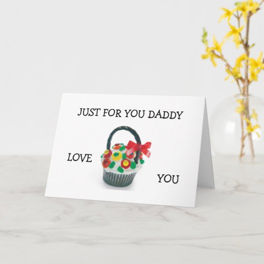 "ALLEEN VOOR JULLIE DADDY" KOMT THUIS KAART (Gele Bloem)