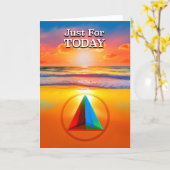 Alleen Voor Vandaag AA Slogan Strand bij zonsopgan Kaart (Gele Bloem)