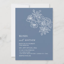 Alleen voorletters Witte bloemen Stofblauw