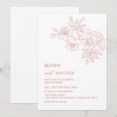 Alleen voornaam Roze bloemen Witte Minimalist Kaart (Voorkant / Achterkant)