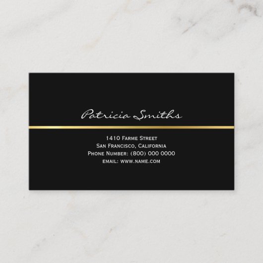 Alleen voorzijde Gold Stripe Signature Black Visitekaartje (Voorkant)