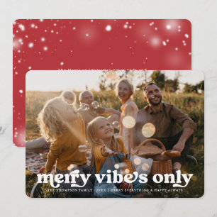 Alleen vrolijke vibraties Retro kerstfoto vakant Feestdagenkaart