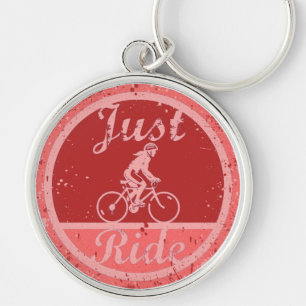 Alleen Vrouw fietser Roze verf afschilderen Sleutelhanger