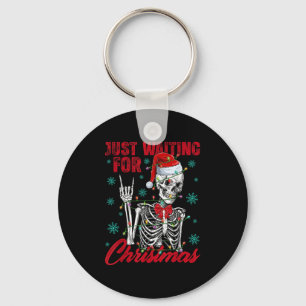 Alleen wachten op Kerstmis Skelet Rots Hand Gebaar Sleutelhanger