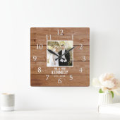 Alleen Wedding Photo Anniversary Wood Personalized Vierkante Klok (Huis)