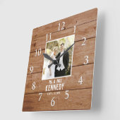 Alleen Wedding Photo Anniversary Wood Personalized Vierkante Klok (Hoek)
